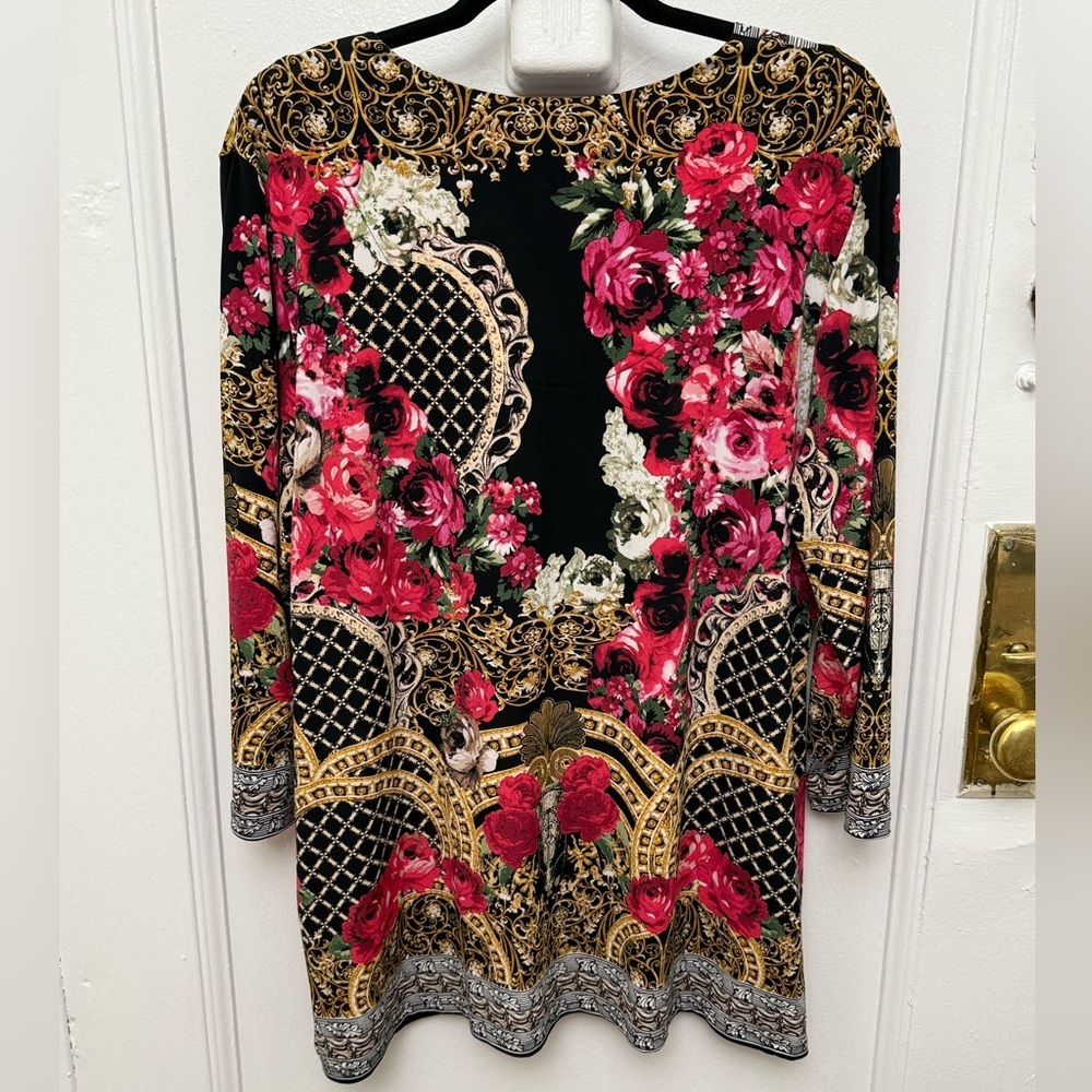 JM Collection Floral V Neck Tunic Blouse XL - Picture 6 of 11